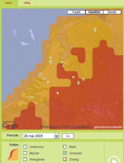 Grasspollenkaart 28 mei jl.