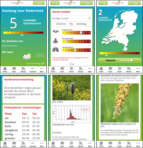 Screenshots van Allergieradar App