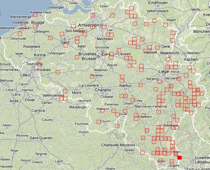 Waarnemingen van Rode Wouwen in de eerste zes dagen van maart 2013 (Bron: Waarnemingen.be)