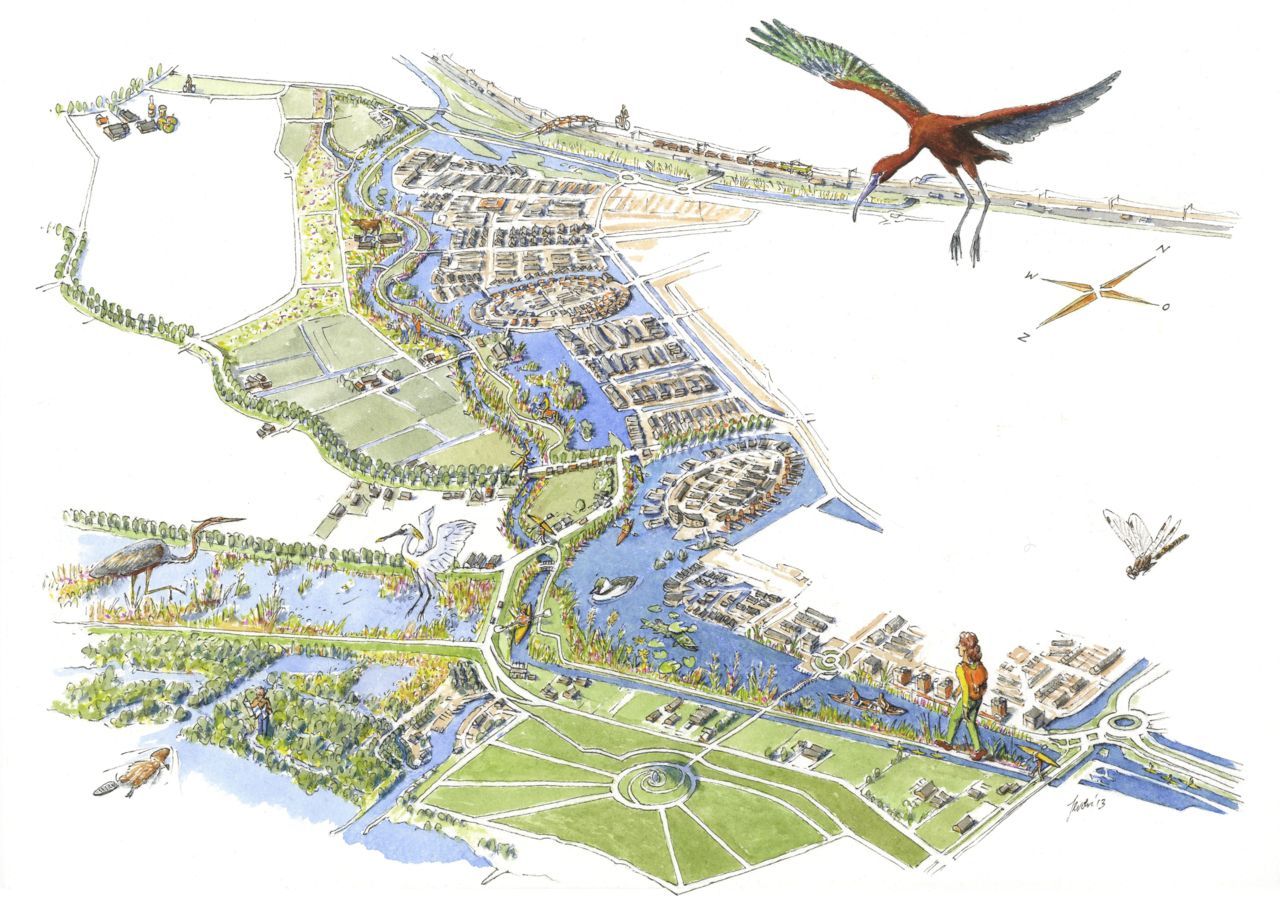 Artist impression van Klimaatbuffer IJsselmonde langs de Koedood tussen Barendrecht en Rhoon (afbeelding: Jeroen Helmer)