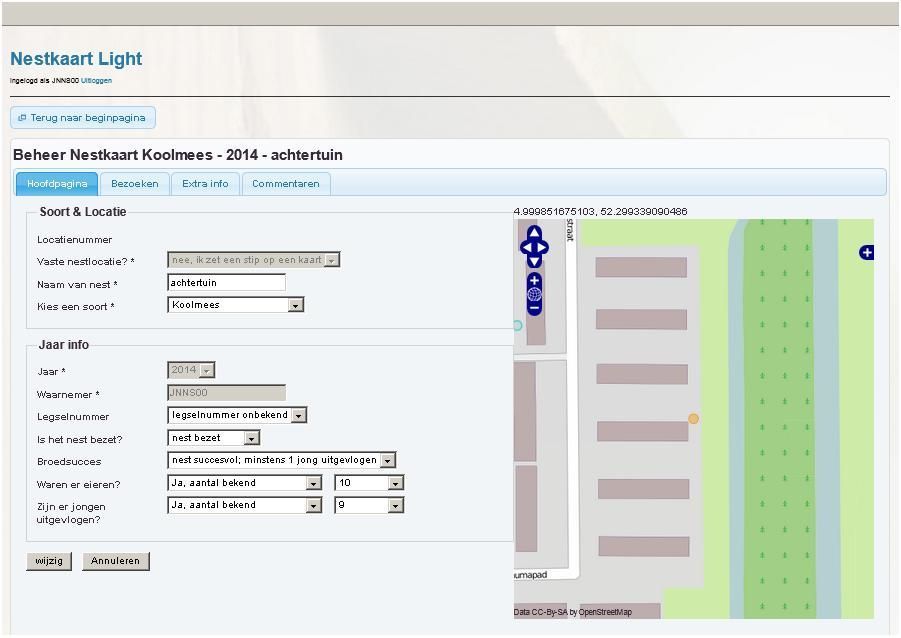 Screenshot Nestkaart Light (foto: Sovon Vogelonderzoek Nederland)