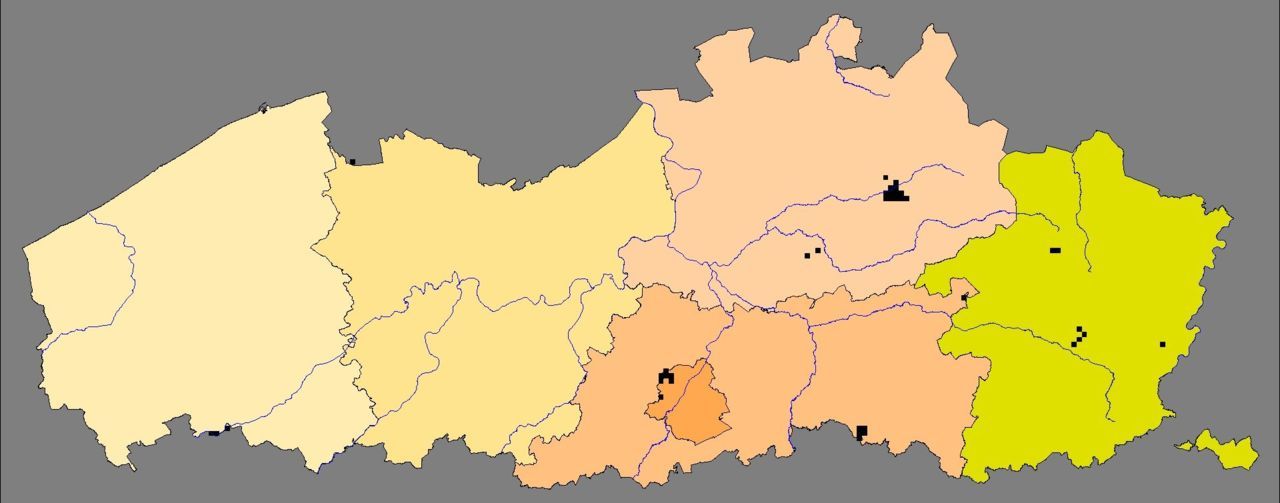 Verspreiding van de Ringslang in Vlaanderen (kaart: Robert Jooris)