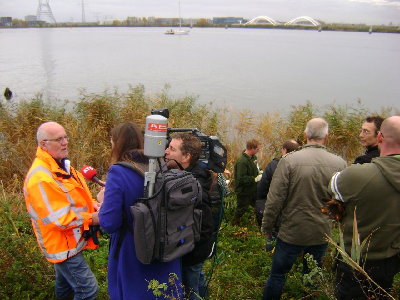 Onder grote belangstelling wordt een broeihoop in Amsterdam onderzocht (foto: Ingo Janssen)