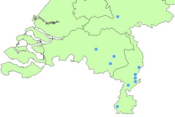 De waarnemingen van staartblauwtjes in 2015 (bron: NDFF)