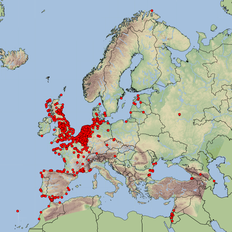 Telposten en ringstations op Trektellen.nl (kaart: Trektellen.nl)