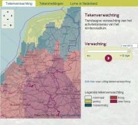 Verwachting voor tekenactiviteit op 3 mei 2012, gemaakt op 23 april 2012 (bron: Tekenradar.nl)