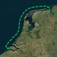 De mogelijke route van de schieraal van Delfzijl naar de Westerschelde (foto: IMARES Wageningen UR)