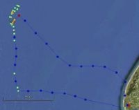 Foerageertrip van een Kleine mantelmeeuw, startend en terugkerend op Texel (figuur: Kees Camphuysen) 