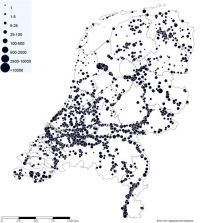 Figuur 2: Cumulatieve verspreiding van de aalscholver in de periode 2009 tot en met 2013 (bron: Sovon)