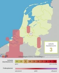 Verwachting start berkenpollenseizoen 31 maart 2012 (bron: Allergieradar.nl)