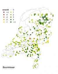 Verandering boomklever tussen 1983 en 2013 (figuur: Sovon)