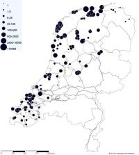 Figuur 1: Cumulatieve verspreiding van de goudplevier in 2009 tot en met 2013 (bron: Sovon)