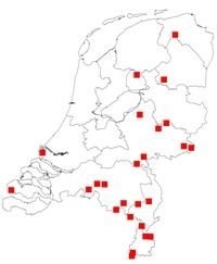 Waarnemingen van de grote vos in 2013 (tot 24 april)(Bron: NDFF)