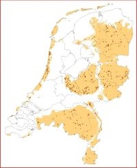 Verspreiding van meetpunten over Nederland (kaartje: NMV)