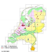 Verspreiding Toverchampignon in Nederland (kaartje: verspreidingsatlas.nl)