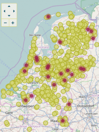 Meldingen van tekenbeten en rode ring of vlek na een tekenbeet (erythema migrans) in de laatste week van juni 2015 (foto: Tekenradar.nl)