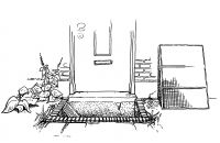 Geopende put met zelfmaakmodel uitklimstrip (tekening: Arnold van Rijsewijk, RAVON)