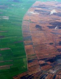 Luchtfoto laagveenmoeras Weerribben (foto: Debot)