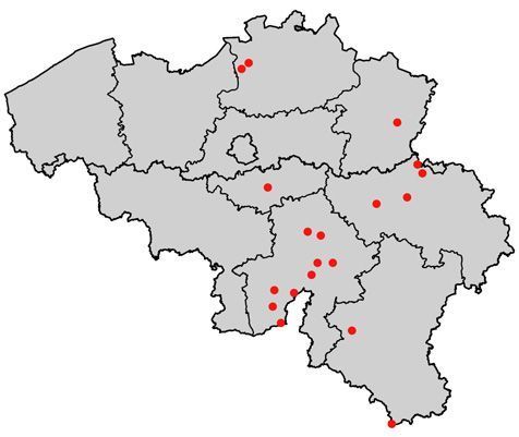 Gekende verspreiding van de Kierkogelspin in België. (gegevens: Herman Vanuytven)